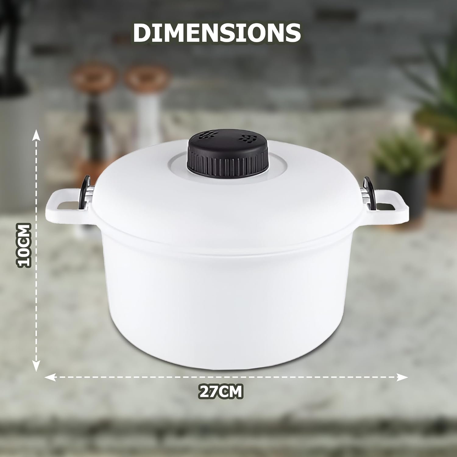 Microwave Pressure Cooker Pot with Locking Lid - Large Compact Easy Cook Micro Kitchen Master with Measuring Cup Spatula and Recipe Book - Healthy and Fast Way to Cook (White Pressure Cooker) - Image 2