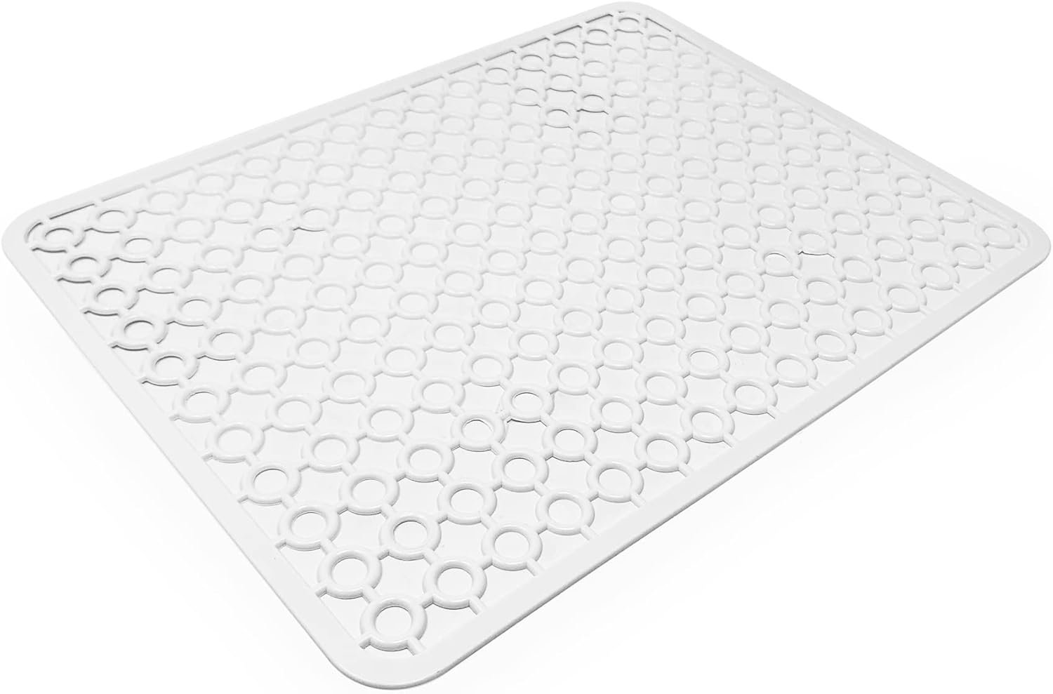 Flat Plastic Draining Mat For Washing Up Dish Tray Dryer Rubber Kitchen Sink Drainer Non Slip Compact Mat, Kitchen Counter-top for Glass, Cup, Plate, Dishes (White - Square Mat) - Image 3